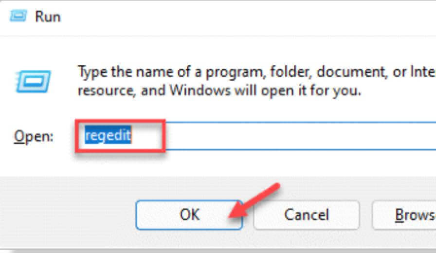 modify the registry key