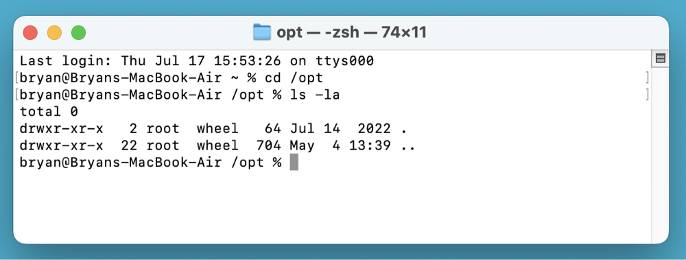 access to the opt folder on Mac