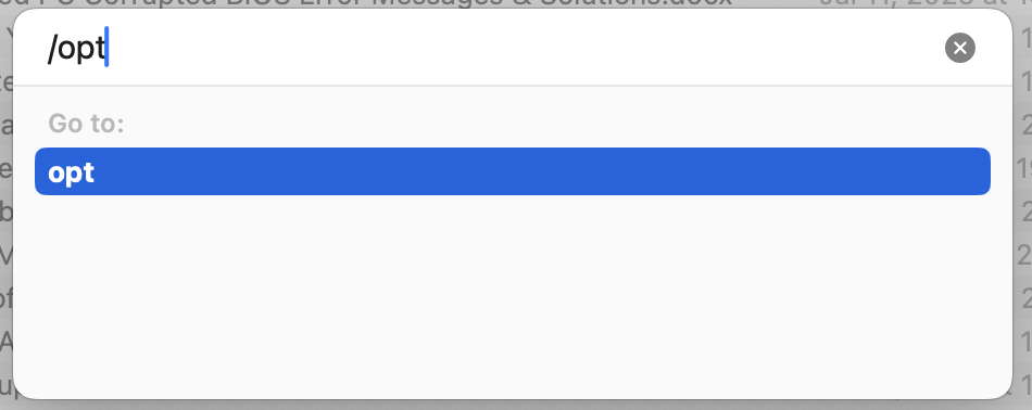 access to the opt folder on Mac
