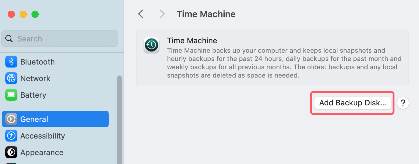 Can't Select an External Hard Drive for Time Machine Backup Disk