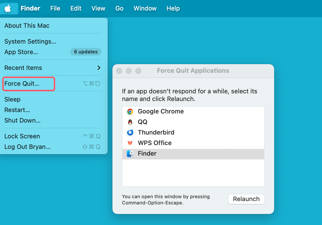 Restart Finder