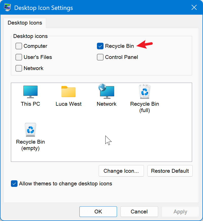 cannot find Recycle Bin on Windows desktop
