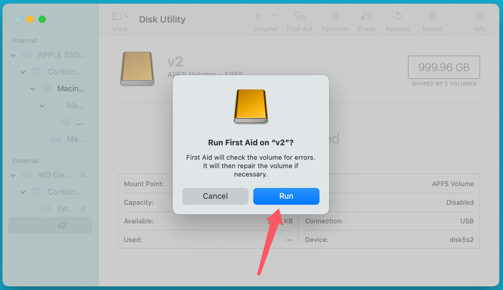 Can't repair volume because other APFS volumes in its container are mounted