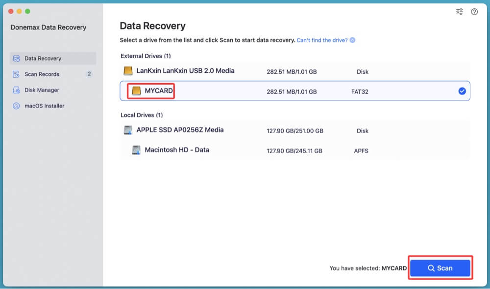 recovering data from a CF card on Mac