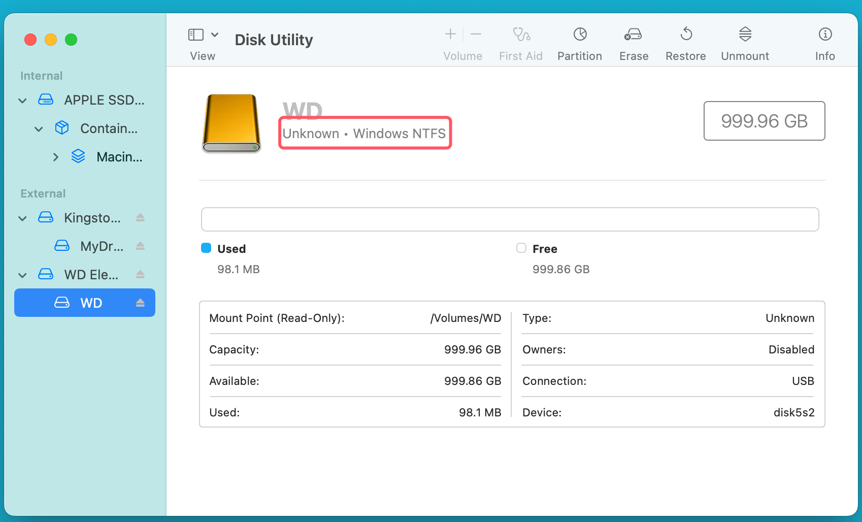 Change WD External Hard Drive from Read-Only to Read-Write on Mac