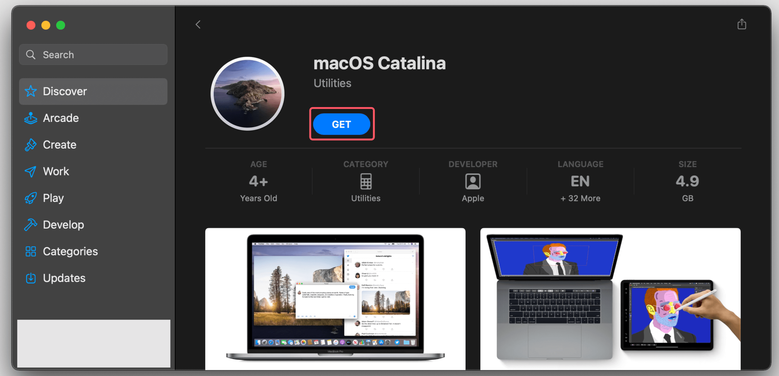 clean installation of macOS Catalina