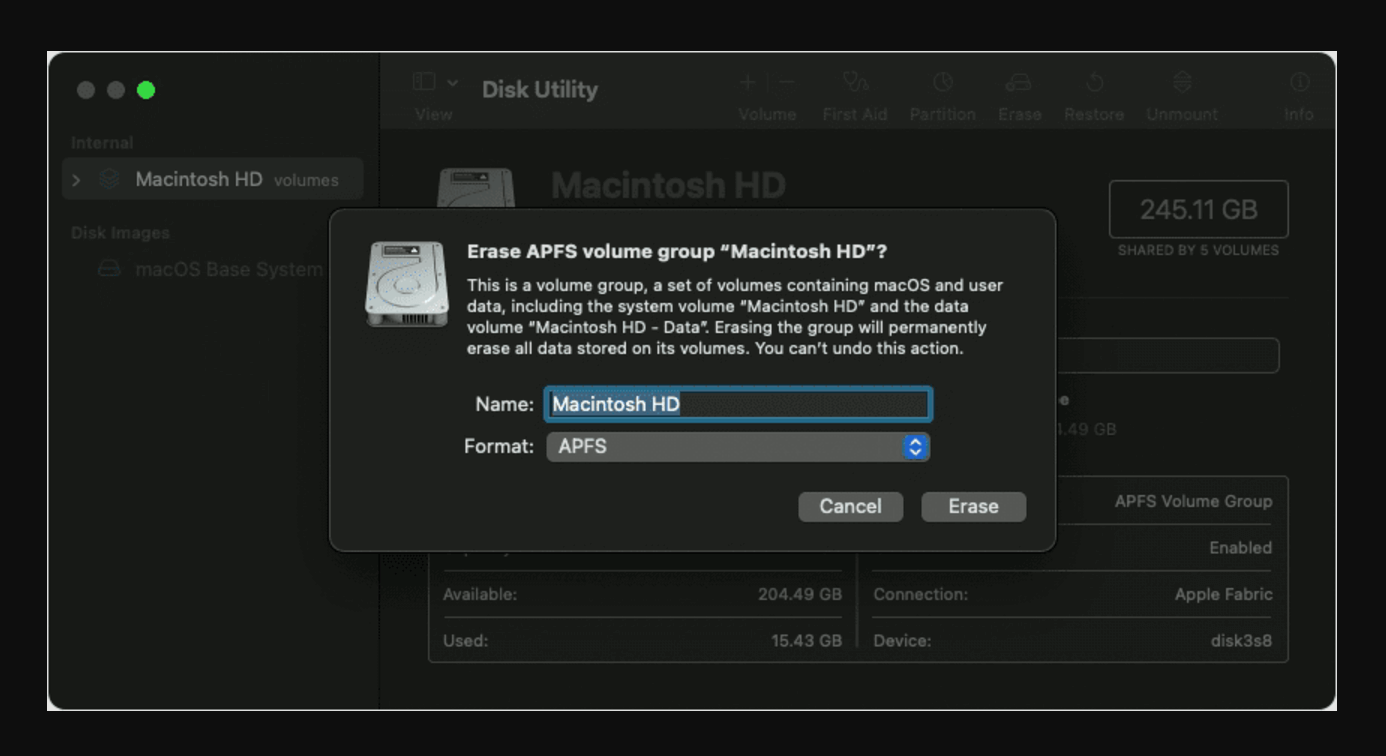 clean installation of macOS Catalina