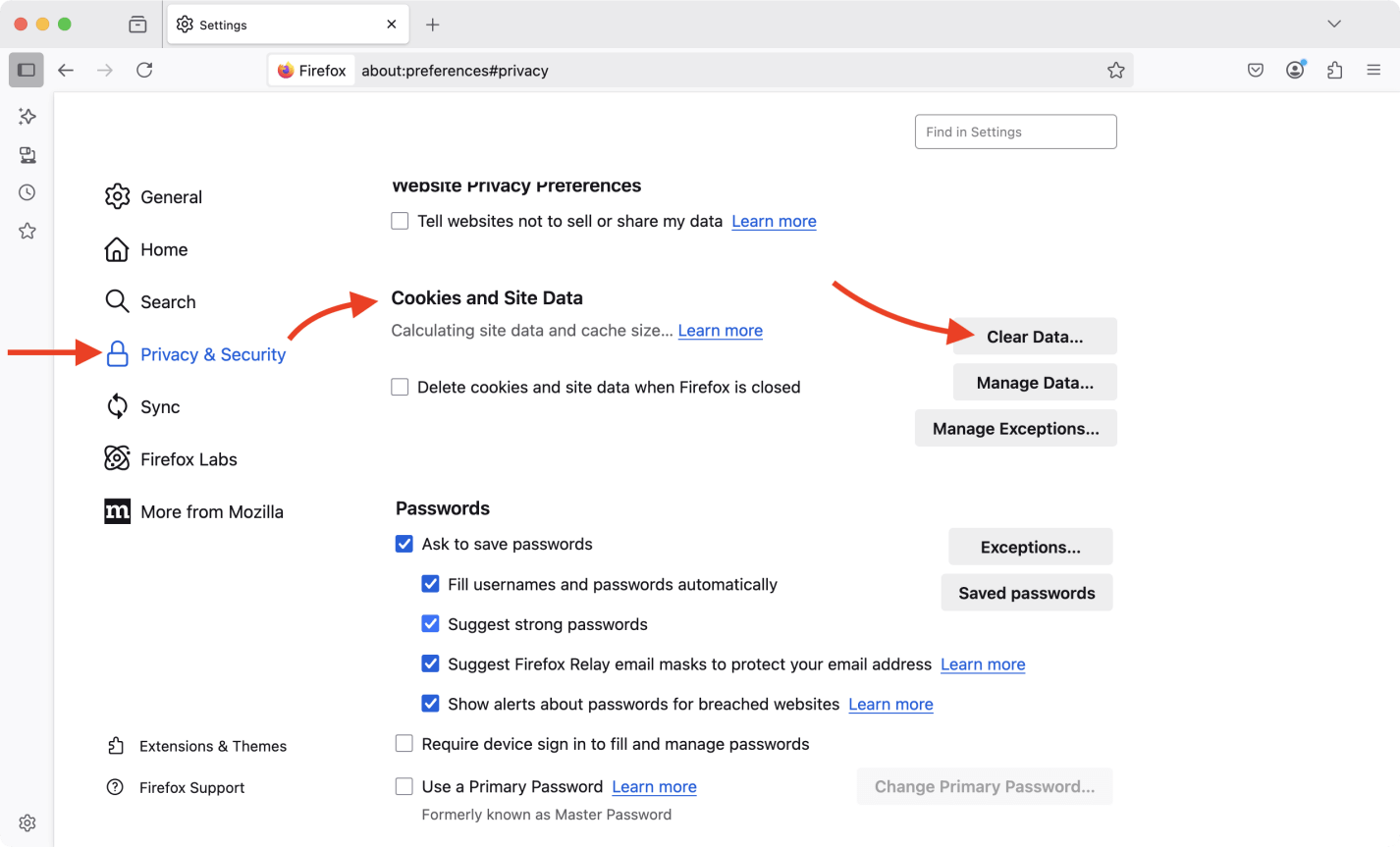 clear cookies on Mac