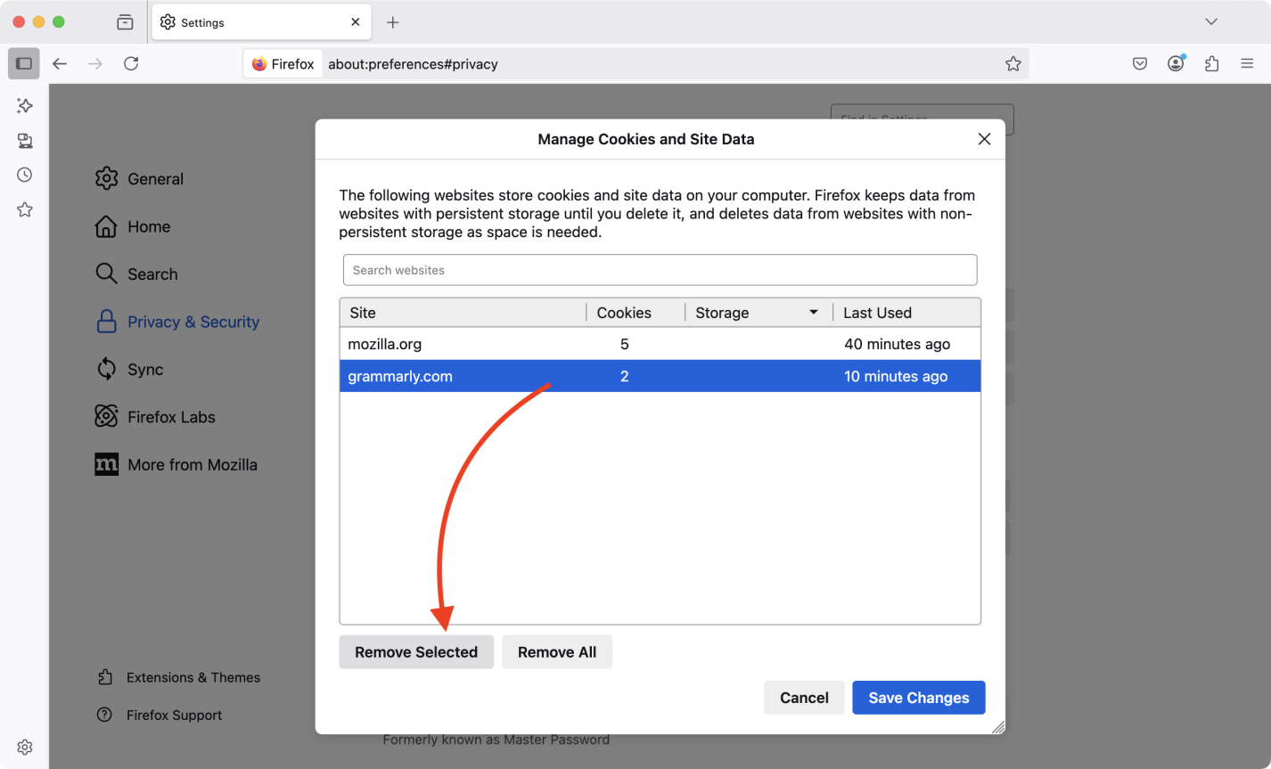 clear cookies on Mac