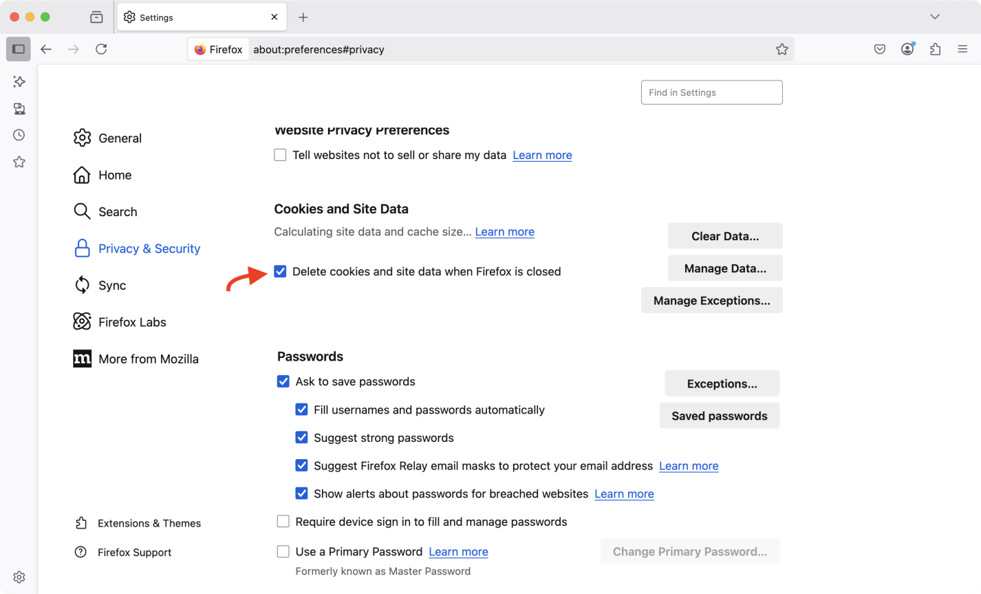 clear cookies on Mac