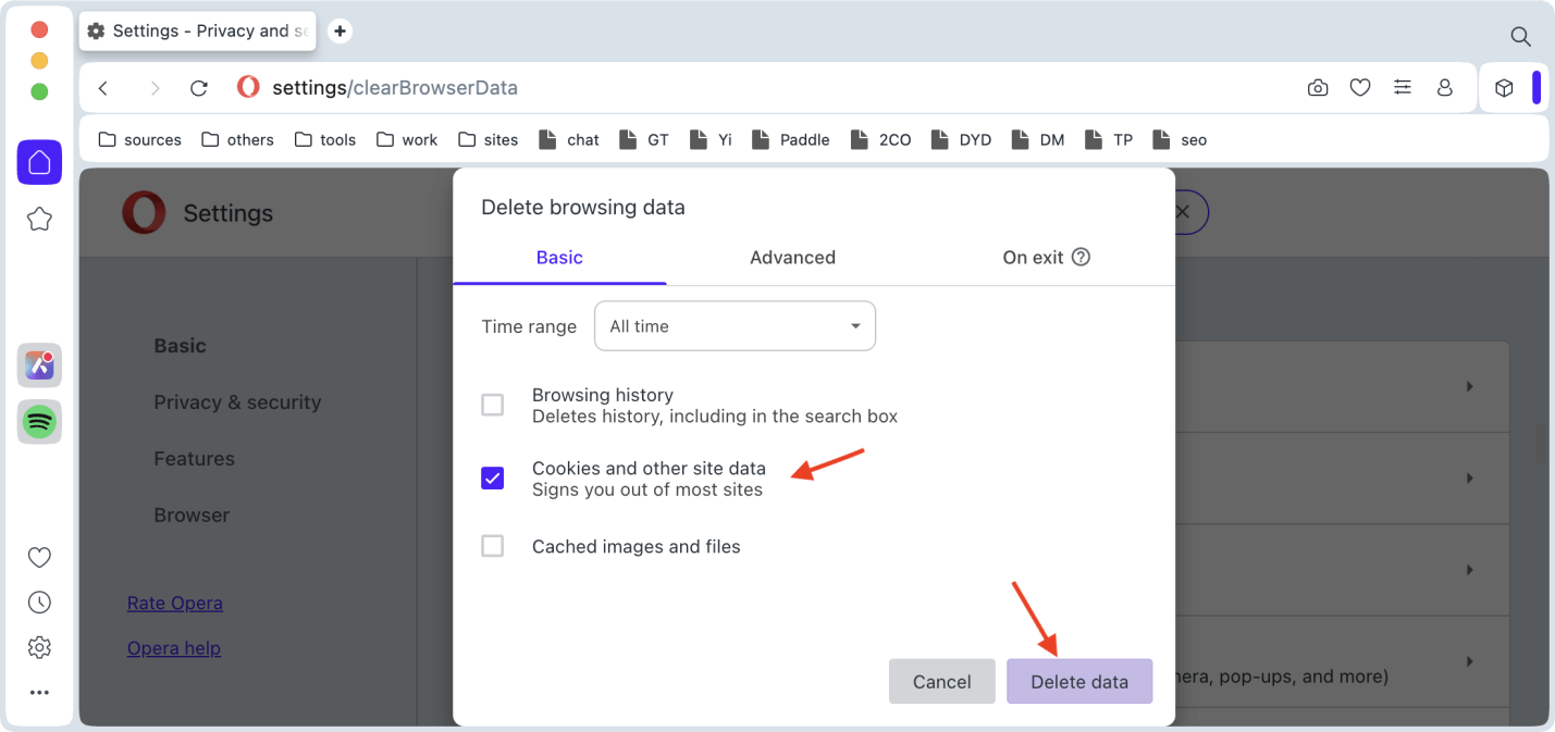 clear cookies on Mac