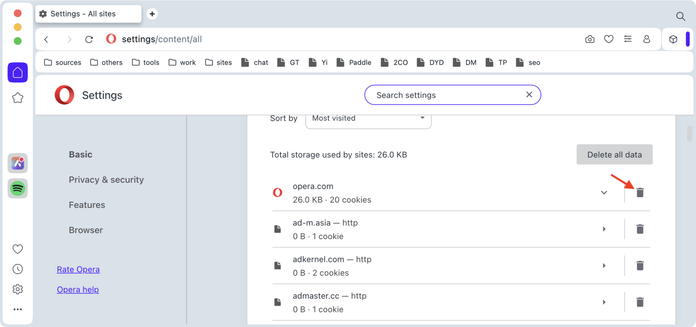 clear cookies on Mac