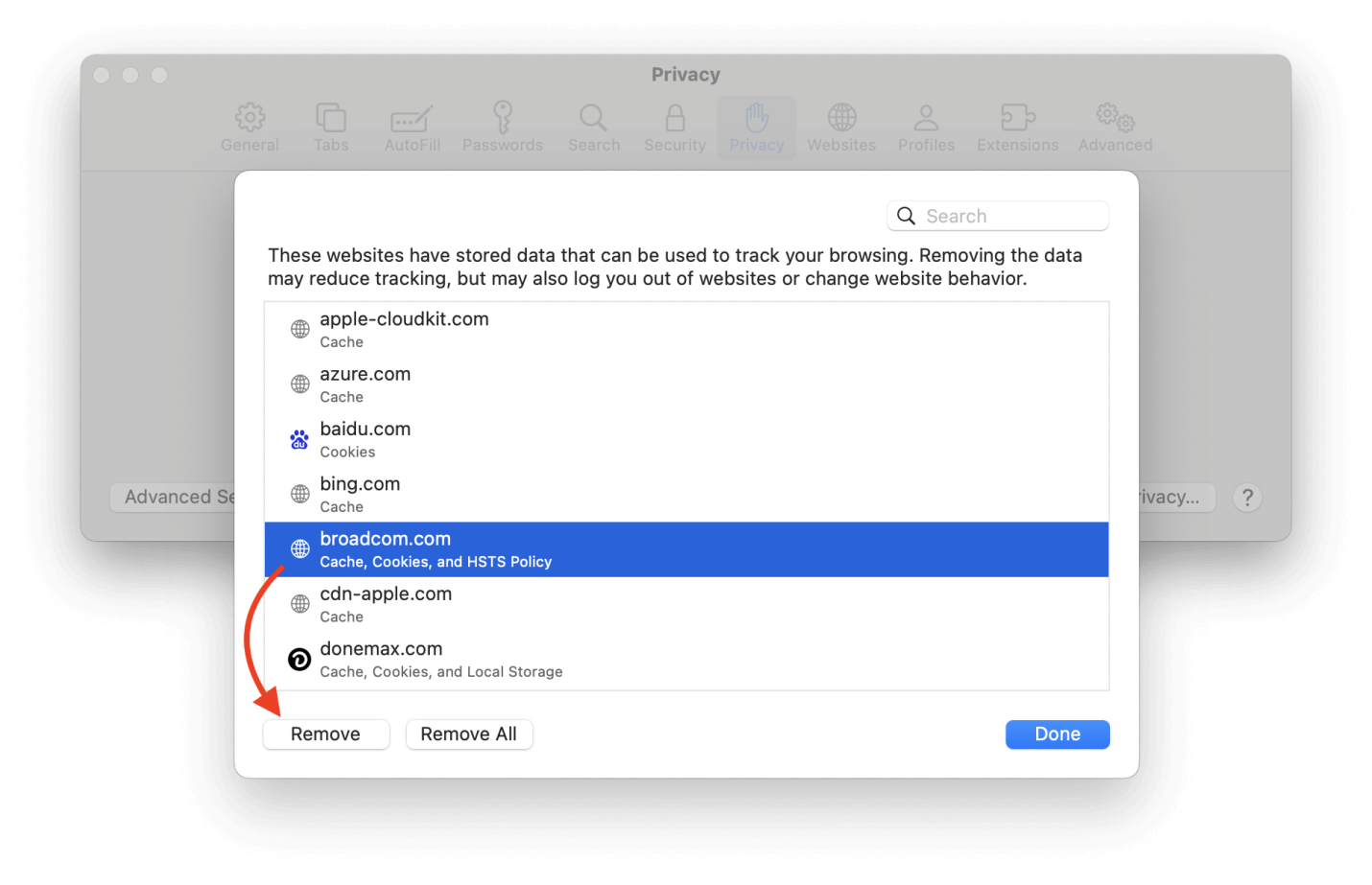 clear cookies on Mac