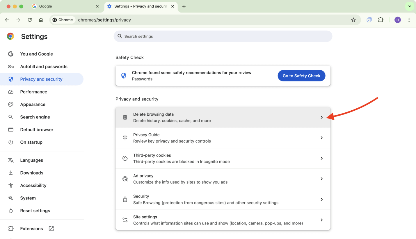clear cookies on Mac