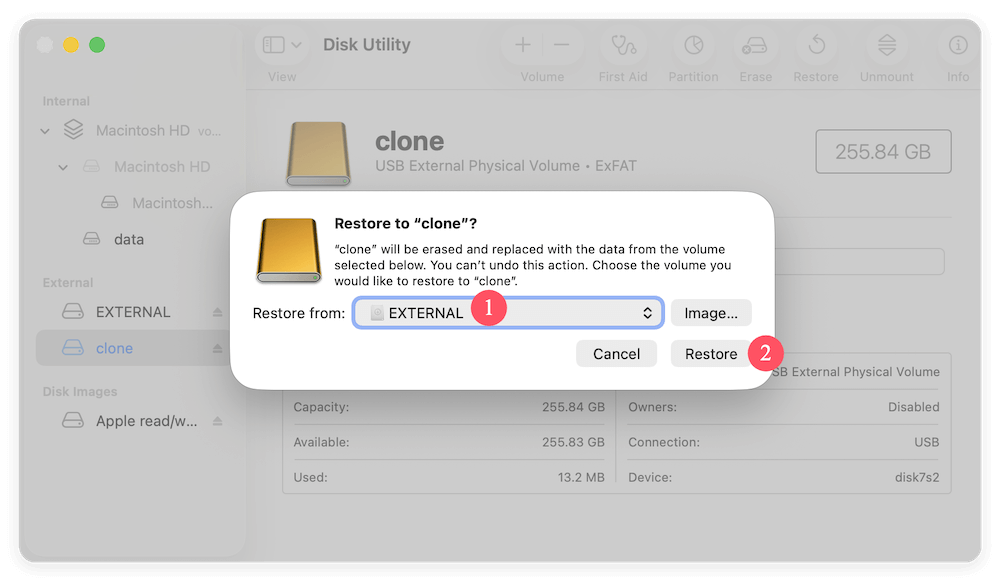 clone FAT/exFAT/EXT hard drive on Mac