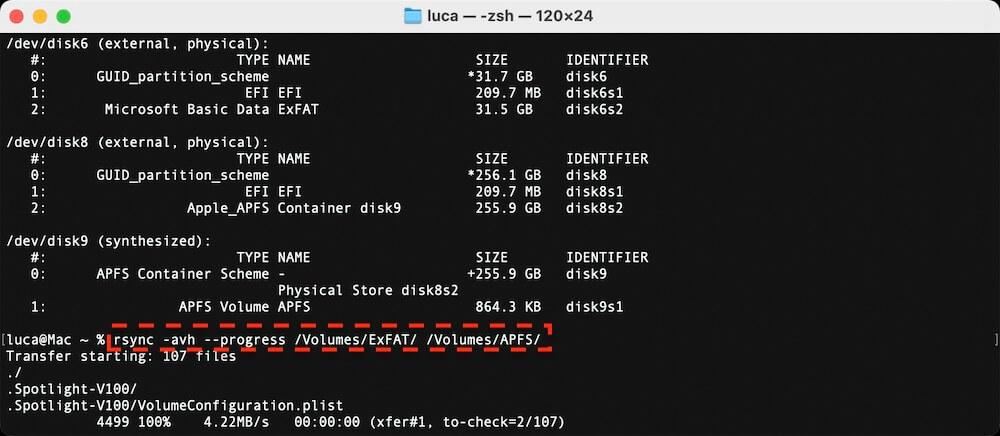 clone ExFAT to APFS drive on Mac