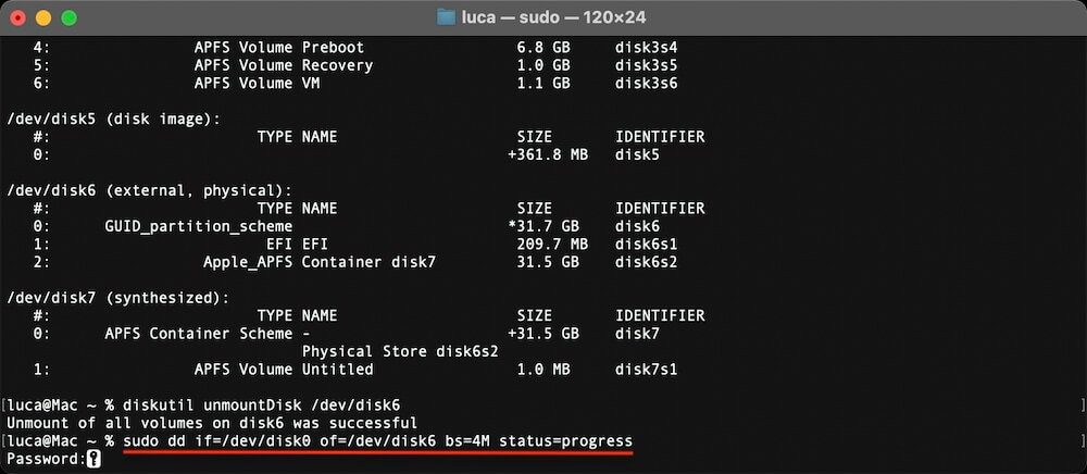 clone Mac to an SD card