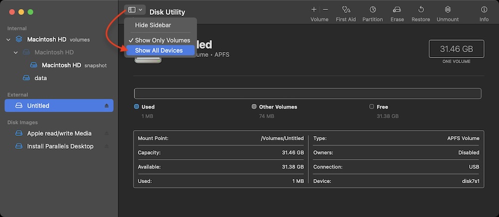 clone Mac to an SD card