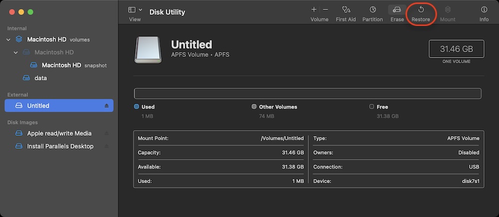 clone Mac to an SD card