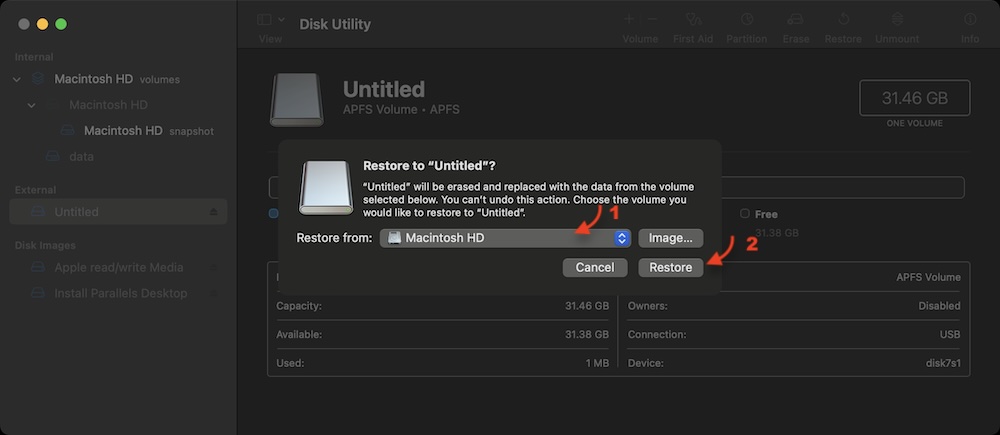 clone Mac to an SD card