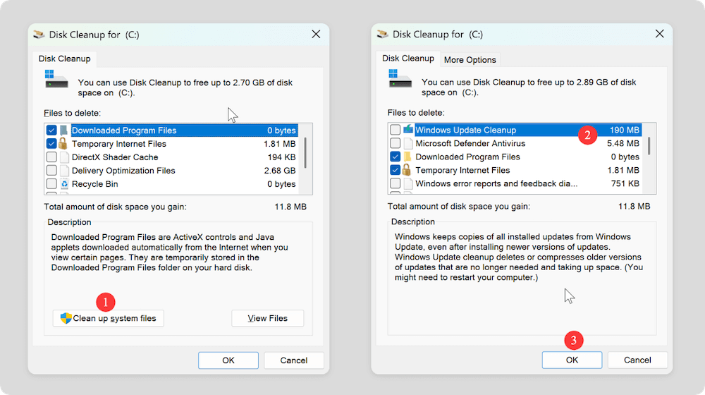 delete temp files on Windows
