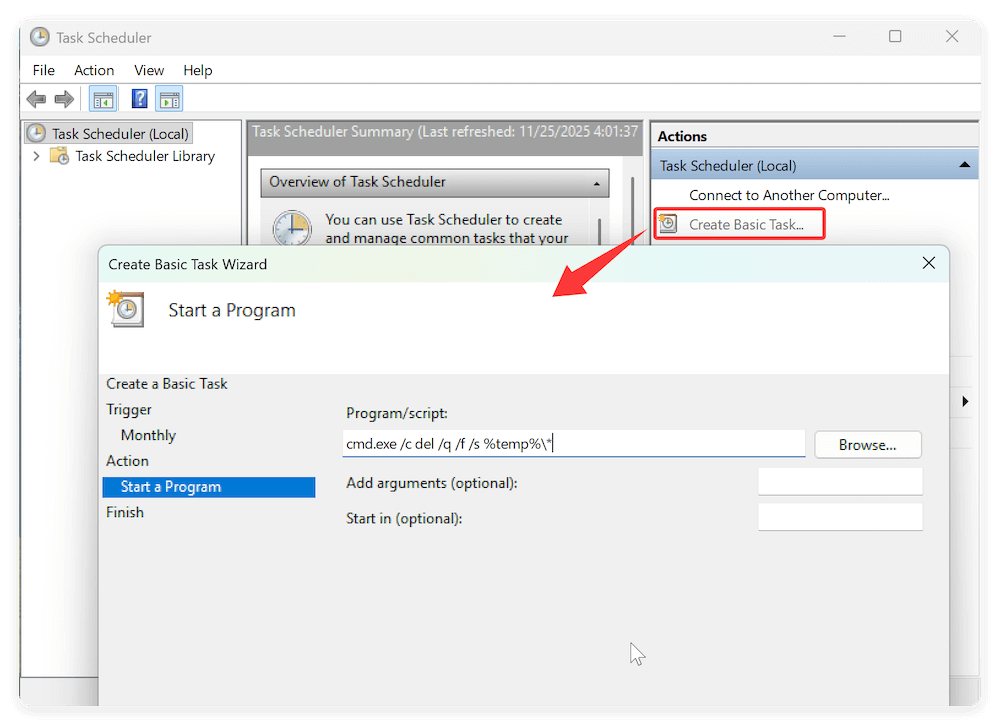 delete temp files on Windows