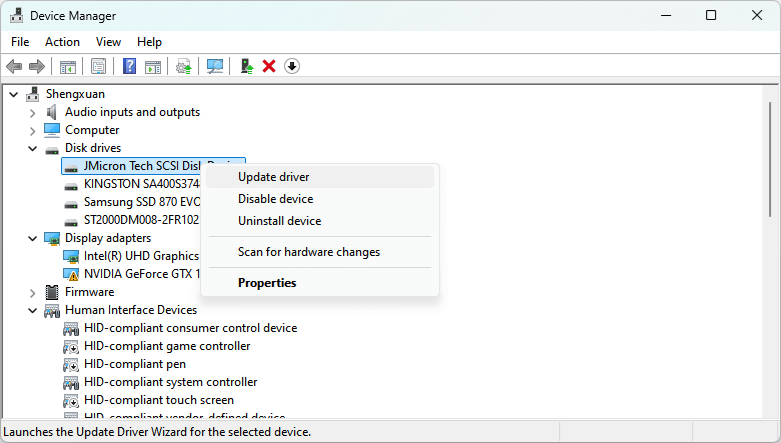 Choose Update driver