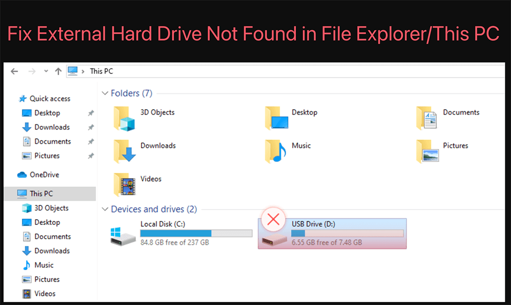 external hard drive not showing up in This PC
