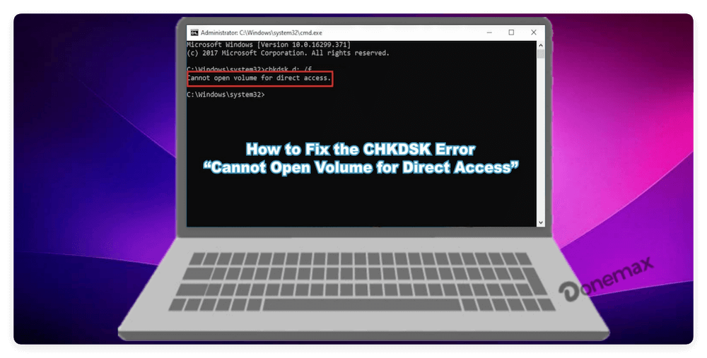 CHKDSK cannot open volume for direct access
