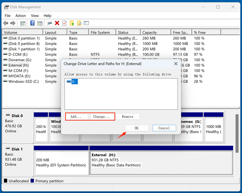 Assign or Change Drive Letter
