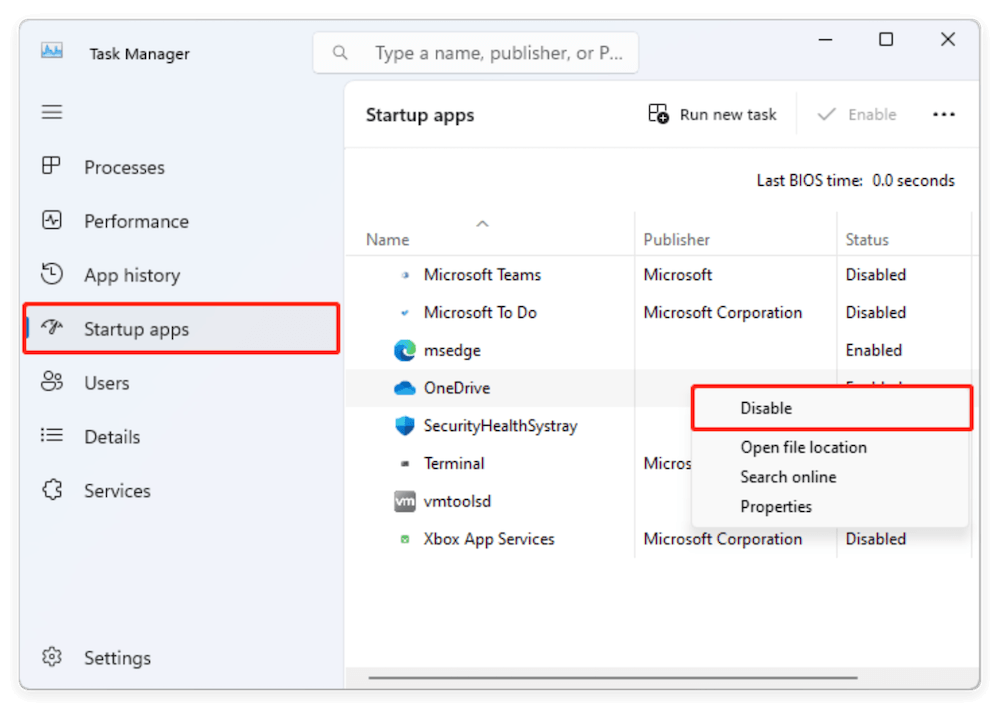 stop programs from running on startup