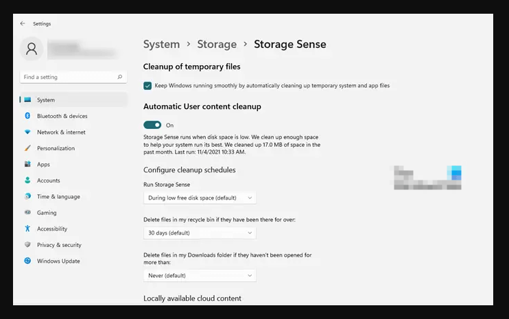 Automating the Process with Storage Sense