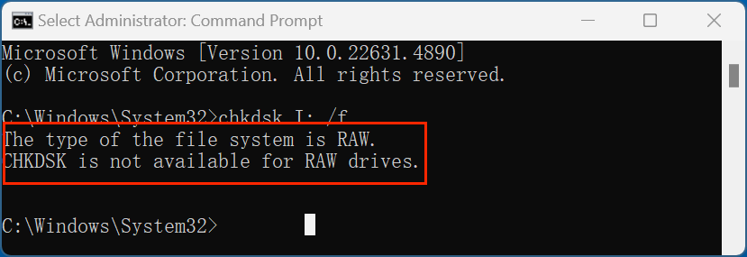Convert RAW to NTFS with CMD
