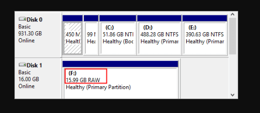 Identify the RAW Drive