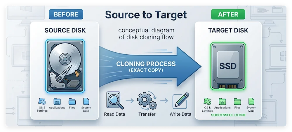 Hard drive cloning flow