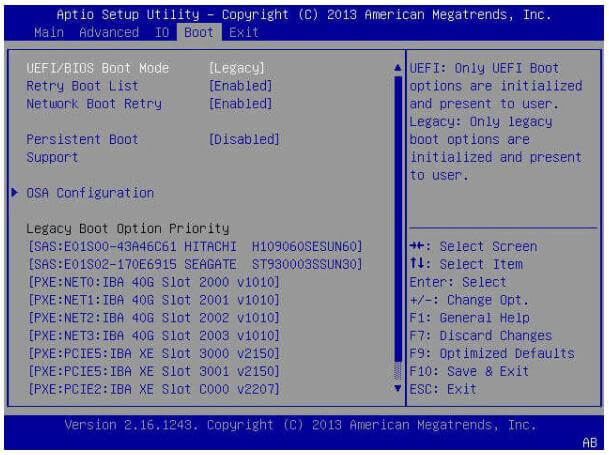 Change boot settings