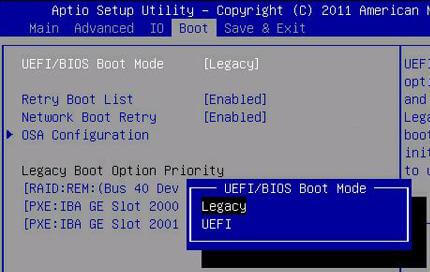 change boot order in UEFI