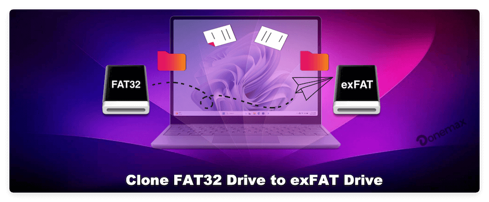 clone FAT32 drive to exFAT drive