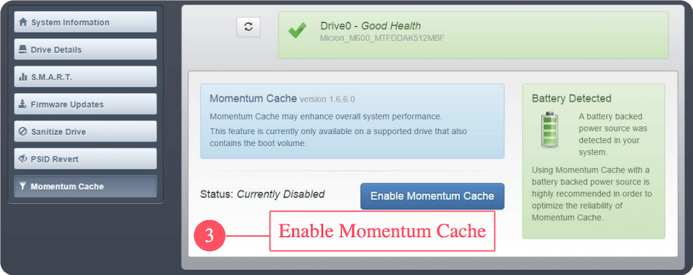 Enable Momentum Cache for burst performance