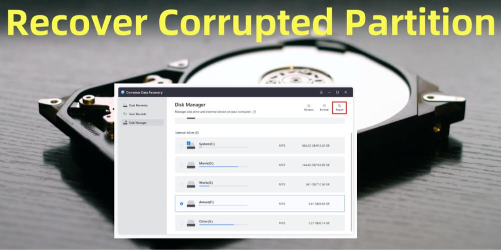 recover lost data from damaged or corrupted partitions