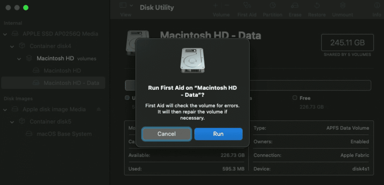 Could Not Find APFS System Volume Handle Error
