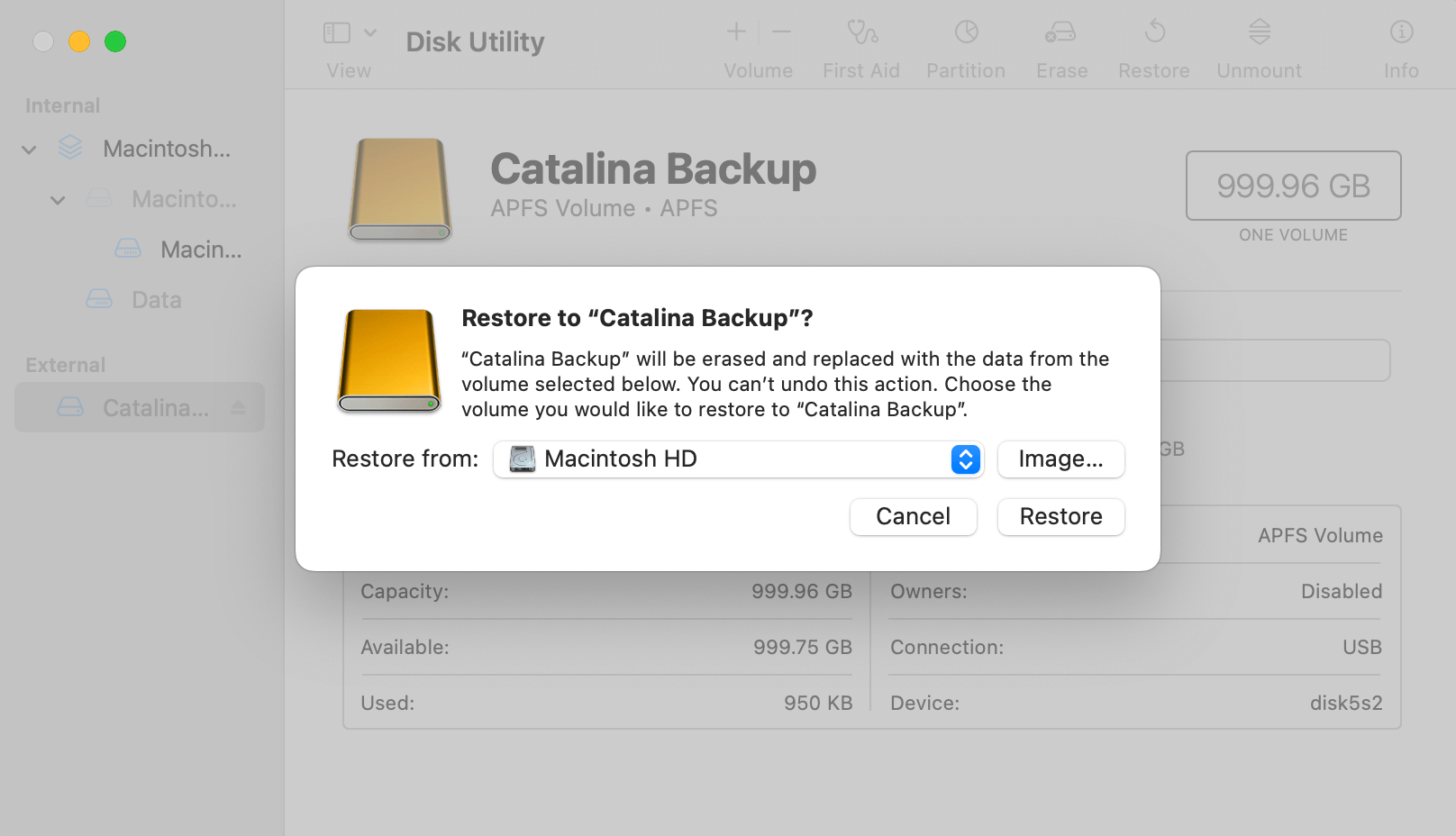 Creating a bootable clone for macOS Catalina