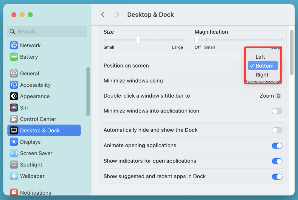 customizing and hiding the Dock on a Mac