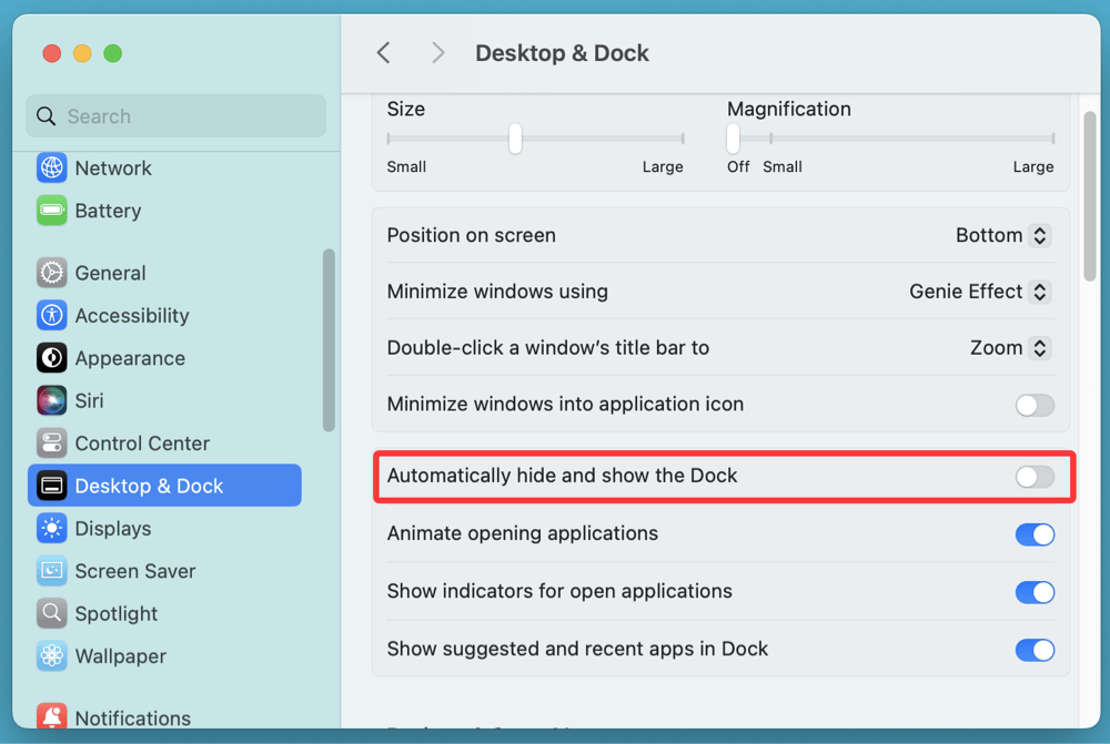 customizing and hiding the Dock on a Mac