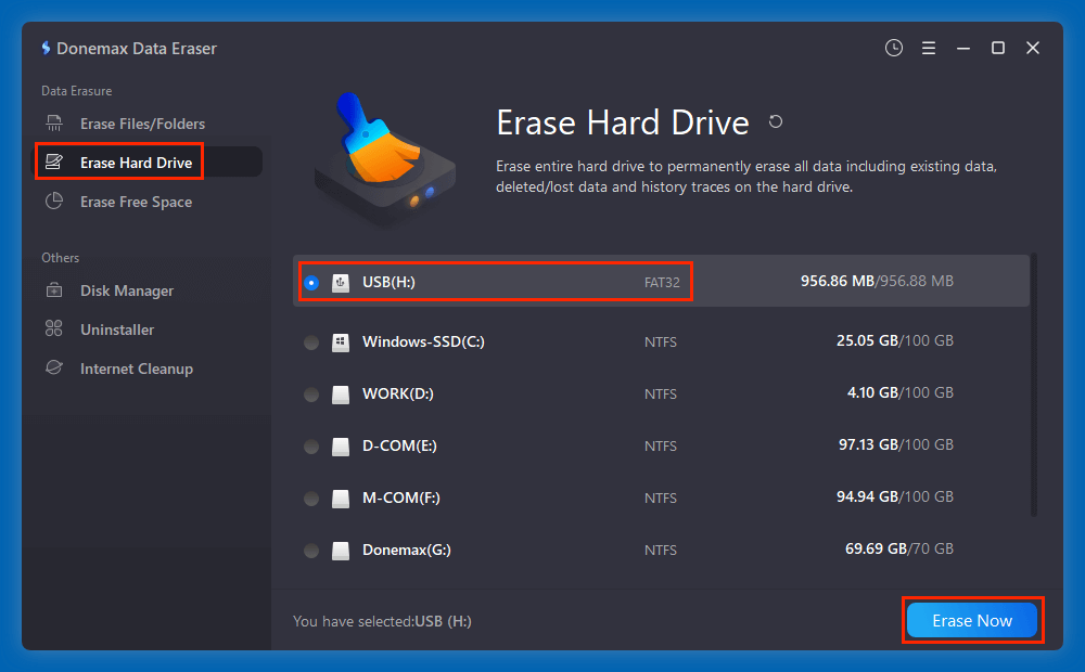 choose the Erase Hard Drive mode
