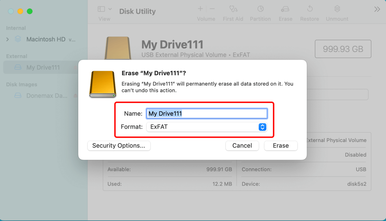 reformat external HDD/SSD