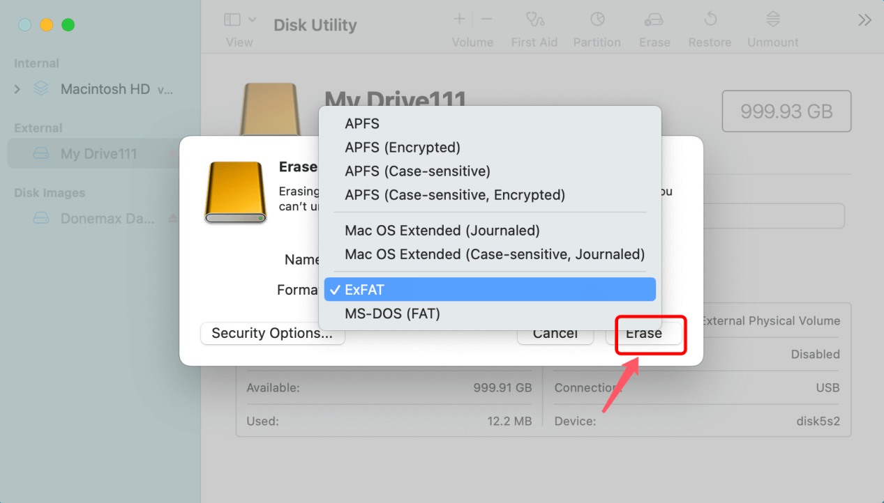 reformat external HDD/SSD