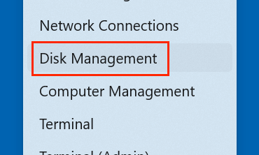 Right-click Start > Disk Management