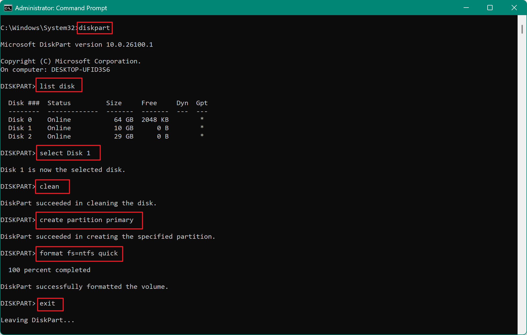 Use DiskPart to clean the drive