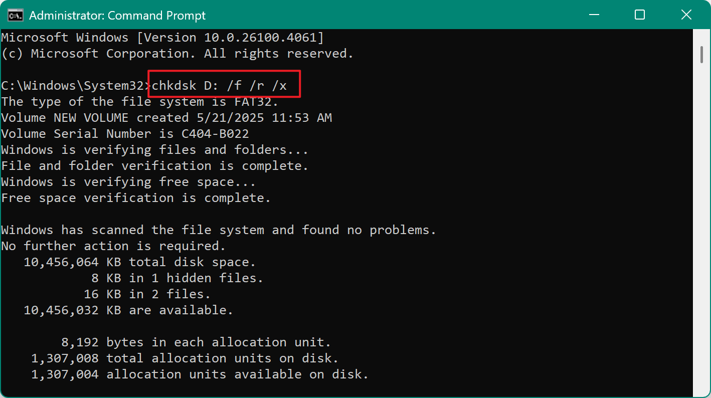 Run CHKDSK to Fix File System Errors